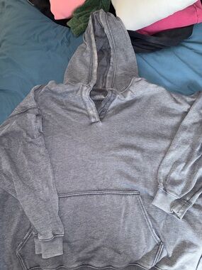 Womens Aerie Gray Pullover Hoodie Sweatshirt